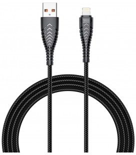 Juodas USB-A - Lightning 2.0 2.4A 120cm laidas "Veger V105"