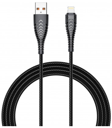 Juodas USB-A - Lightning 2.0 2.4A 120cm laidas "Veger V105"