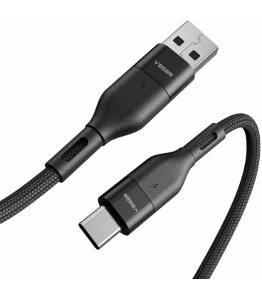 Juodas USB-A - USB-C PD 5A 100W 120cm laidas "Veger AC03"