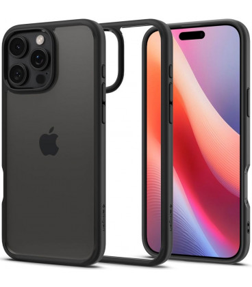 Matinis juodas / skaidrus dėklas Apple iPhone 16 Pro Max telefonui "Spigen Ultra Hybrid"