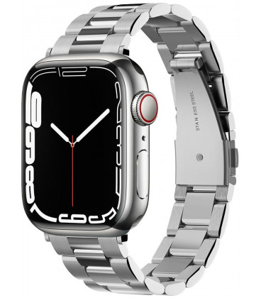 Sidabrinės spalvos apyrankė Apple Watch 6 / 7 / 8 / 9 / 10 / SE (40 / 41 / 42 mm) laikrodžiui "Spigen Modern Fit Band"