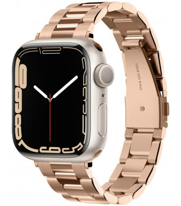 Rausvai auksinės spalvos apyrankė Apple Watch 6 / 7 / 8 / 9 / 10 / SE (40 / 41 / 42 mm) laikrodžiui "Spigen Modern Fit Band"