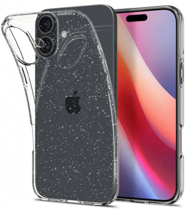 Skaidrus dėklas su blizgučiais Apple iPhone 16 telefonui "Spigen Liquid Crystal Glitter"