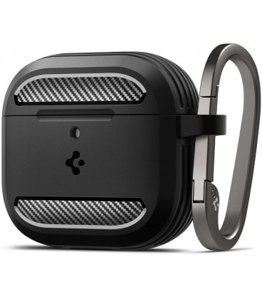 Juodas dėklas Apple Airpods 4 / 5 ausinėms "Spigen Rugged Armor"