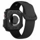 Juodas dėklas Apple Watch 10 / 11 (42 mm) laikrodžiui "Spigen Rugged Armor"