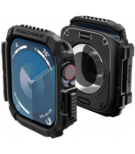 Juodas dėklas Apple Watch 10 / 11 (42 mm) laikrodžiui "Spigen Rugged Armor"