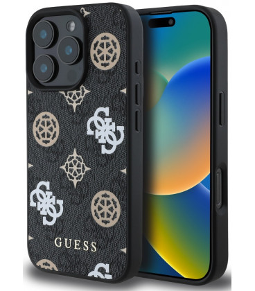 Juodas dėklas Apple iPhone 16 Pro Max telefonui "Guess PU 4G Peony MagSafe Case"