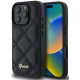 Juodas dėklas Apple iPhone 16 Pro Max telefonui "Guess PU Leather Quilted Case"