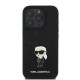 Juodas dėklas Apple iPhone 16 Pro telefonui "Karl Lagerfeld Fixed Glitter Metal Ikonik Case"