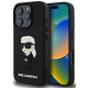 Juodas dėklas Apple iPhone 16 Pro telefonui "Karl Lagerfeld 3D Rubber Ikonik Case"