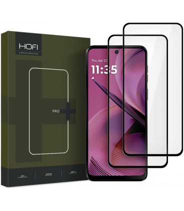 Juodas apsauginis grūdintas stiklas Motorola Moto G54 5G / G54 5G POWER / G55 5G telefonui "HOFI Glass Pro+ 2-Pack"