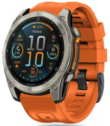 Oranžinė apyrankė Garmin Fenix 5 / 6 / 6 Pro / 7 / 8 (47mm) / E laikrodžiui "Tech-Protect Silicone"