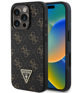 Juodas dėklas Apple iPhone 16 Pro Max telefonui "Guess PU Leather 4G Triangle Metal Logo Case"