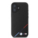 Juodas dėklas Apple iPhone 16 telefonui "BMW M PU Carbon Tricolor Stripe MagSafe Case"