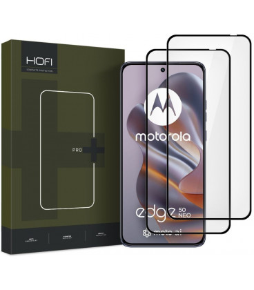 Juodas apsauginis grūdintas stiklas Motorola Edge 50 Neo / 60 Neo telefonui "HOFI Glass Pro+ 2-Pack"