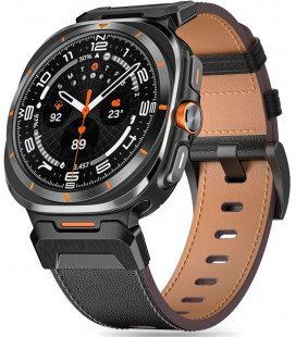 Juoda apyrankė Samsung Galaxy Watch Ultra 2024 / 2025 (47mm) laikrodžiui "Tech-Protect Delta Pro Leather"
