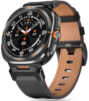 Juoda apyrankė Samsung Galaxy Watch Ultra 2024 / 2025 (47mm) laikrodžiui "Tech-Protect Delta Pro Leather"