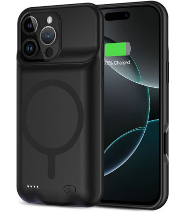 Juodas dėklas su papildoma 7000mAh baterija Apple iPhone 16 Pro telefonui "Tech-Protect Powercase MAG"