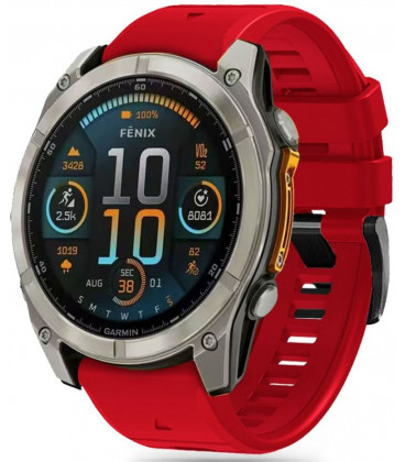 Raudona apyrankė Garmin Fenix 5X / 5X Plus / 6X / 6X Pro / 7X / 8 (51 mm) laikrodžiui "Tech-Protect Silicone Line"