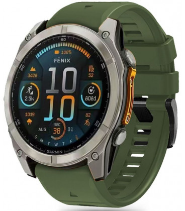 Žalia (Military) apyrankė Garmin Fenix 5 / 6 / 6 Pro / 7 / 8 (47 mm) / E laikrodžiui "Tech-Protect Silicone Line"