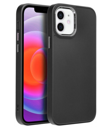 Matinis juodas dėklas Apple iPhone 12 / 12 Pro telefonui "Frame Case"