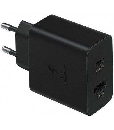 Originalus juodas 35W 1xUSB-A + 1xUSB-C Samsung pakrovėjas "EP-TA220EBE Samsung Dual"