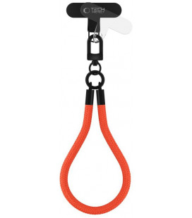 Juodas / oranžinis dirželis telefonui "Tech-Protect C3S Rope Wrist Strap"