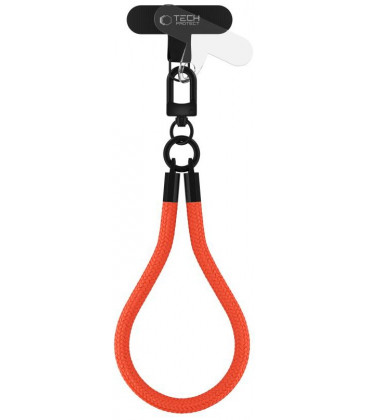 Juodas / oranžinis dirželis telefonui "Tech-Protect C3S Rope Wrist Strap"