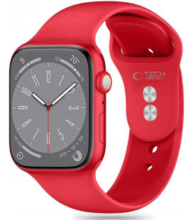 Raudona apyrankė Apple Watch 6 / 7 / 8 / 9 / 10 / SE / Ultra 1 / 2 ( 44 / 45 / 46 / 49 mm) laikrodžiui "Tech-Protect Silicone"