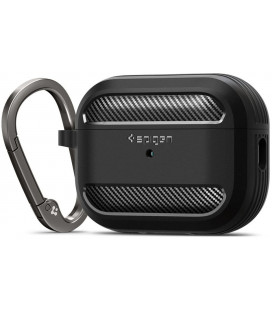 Juodas dėklas Apple Airpods Pro 1 / 2 ausinėms "Spigen Rugged Armor"