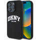 Juodas dėklas Apple iPhone 16 Pro telefonui "DKNY Liquid Silicone Arch Logo MagSafe Case"