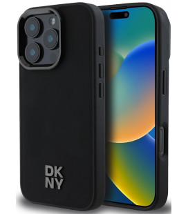 Juodas dėklas Apple iPhone 16 Pro telefonui "DKNY PU Leather Stack Logo Magsafe Case"