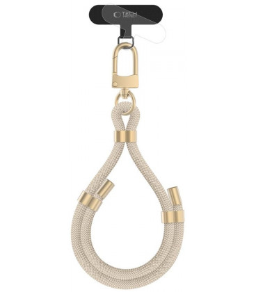 Smėlio / auksinės spalvos dirželis telefonui "Tech-Protect C4S Rope Wrist Strap"