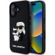 Juodas dėklas Apple iPhone 16 telefonui "Karl Lagerfeld 3D Rubber Karl and Choupette Case"