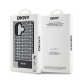 Juodas dėklas Apple iPhone 16 telefonui "DKNY PU Leather Repeat Pattern Bottom Stripe MagSafe Case"