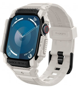 Smėlio spalvos dėklas - apyrankė Apple Watch 10 / 11 (46mm) laikrodžiui "Spigen Rugged Armor PRO"