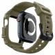 Khaki spalvos dėklas - apyrankė Apple Watch 10 (46mm) laikrodžiui "Spigen Rugged Armor PRO"