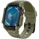 Khaki spalvos dėklas - apyrankė Apple Watch 10 / 11 (46mm) laikrodžiui "Spigen Rugged Armor PRO"