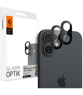 Juoda kameros apsauga Apple iPhone 16 / 16 Plus telefono kamerai "Spigen Optik.TR Camera Protector 2-Pack"