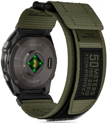 Žalia (Military) apyrankė Garmin Fenix 5X / 5X Plus / 6X / 6X Pro / 7X / 8 / 8 Pro (51 mm) laikrodžiui "Tech-Protect Scout Pro"