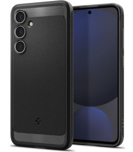 Matinis juodas dėklas Samsung Galaxy S24 FE telefonui "Spigen Rugged Armor"