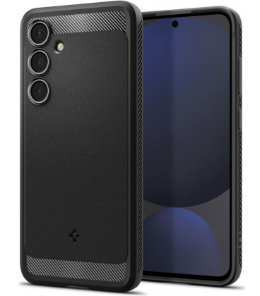 Matinis juodas dėklas Samsung Galaxy S24 FE telefonui "Spigen Rugged Armor"