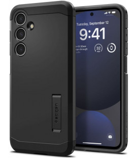 Juodas dėklas Samsung Galaxy S24 FE telefonui "Spigen Tough Armor"