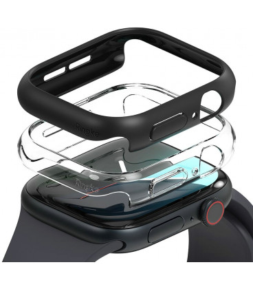 Juodas ir skaidrus dėklai Apple Watch 10 / 11 (46mm) laikrodžiui "Ringke Slim 2-Pack"