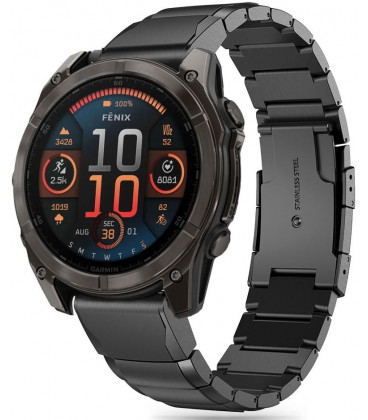 Juoda apyrankė Garmin Fenix 5X / 5X Plus / 6X / 6X Pro / 7X / 8 (51 mm) laikrodžiui "Tech-Protect Steelband"