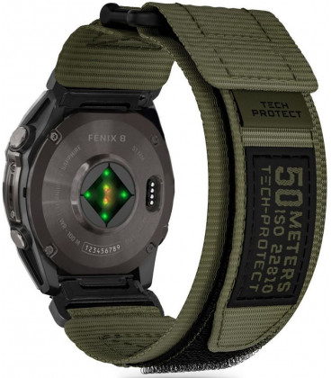 Žalia apyrankė Garmin Fenix 5 / 6 / 6 Pro / 7 / 8 (47 mm) laikrodžiui "Tech-Protect Scout Pro" 