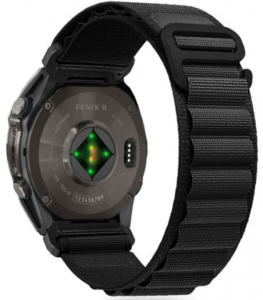 Juoda apyrankė Garmin Fenix 5 / 6 / 6 Pro / 7 / 8 / 8 Pro / E / 9 / 9 Pro (47 mm) laikrodžiui "Tech-Protect Nylon Pro"