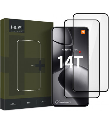 Juodas apsauginis grūdintas stiklas Xiaomi 14T / 14T Pro telefonui "HOFI Glass Pro+ 2-Pack"