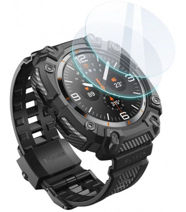 Juodas dėklas + stikliukai Apple Watch Ultra 2024 / 2025 (47 mm) laikrodžiui "Supcase IBLSN Armorbox & Glass"