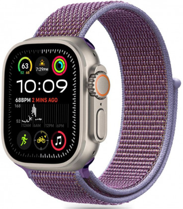 Purpurinė (Lilac) apyrankė Apple Watch 6 / 7 / 8 / 9 / 10 / SE / Ultra 1 / 2 (44 / 45 / 46 / 49 mm) "Tech-Protect Nylon"